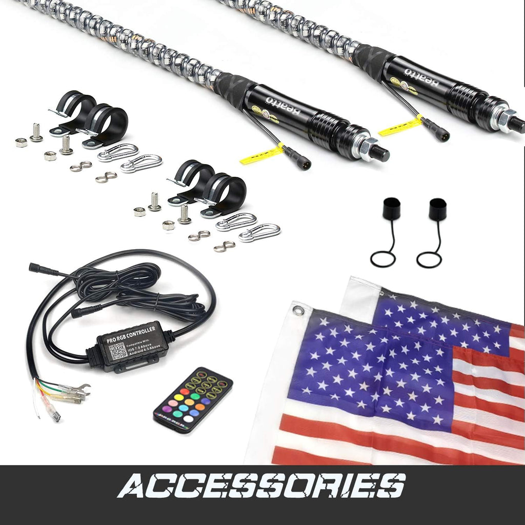 2PCS 3FT LED Whips Light with Remote and app Control Z6706