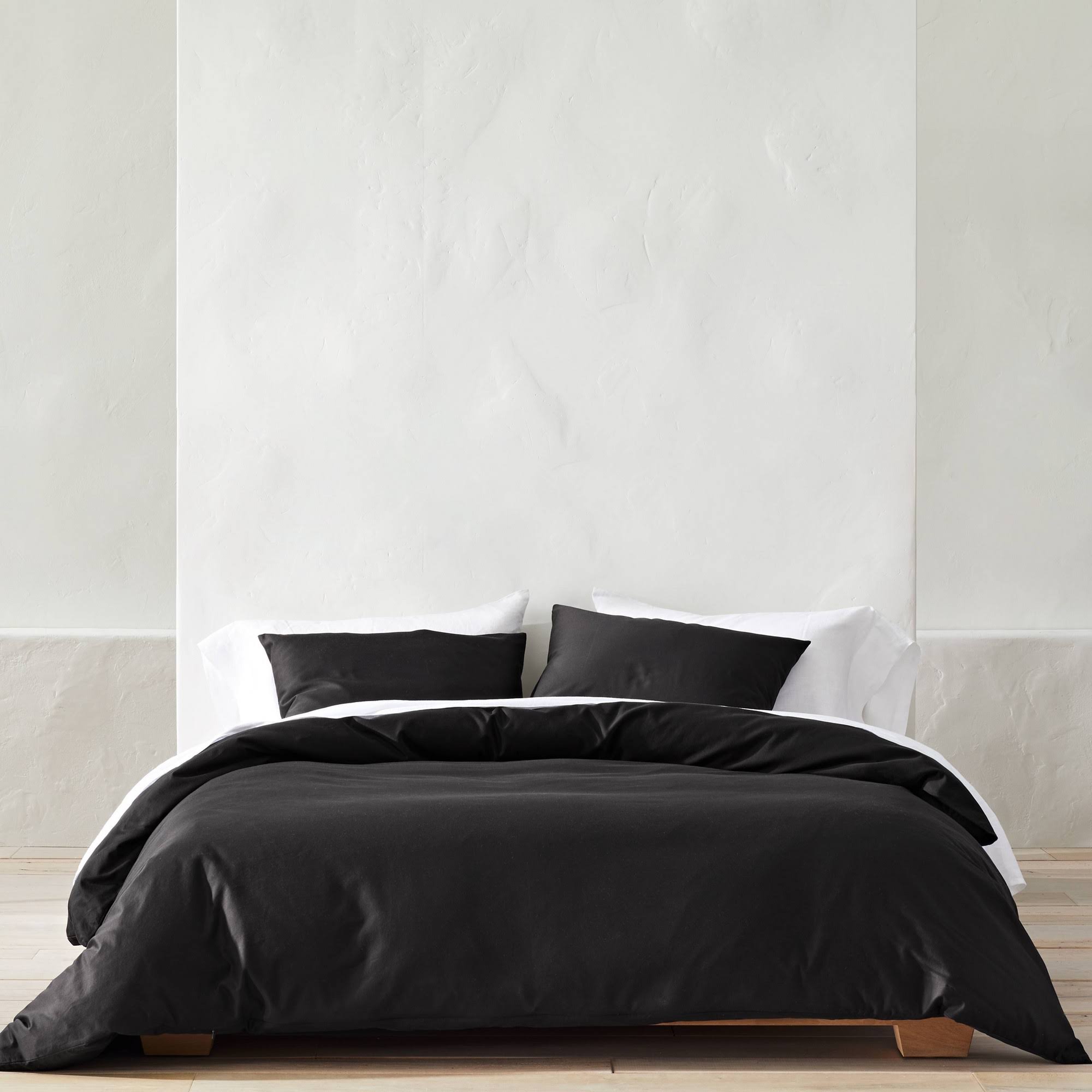 Full/Queen Supima Washed Sateen Duvet & Sham Set Washed Black U252