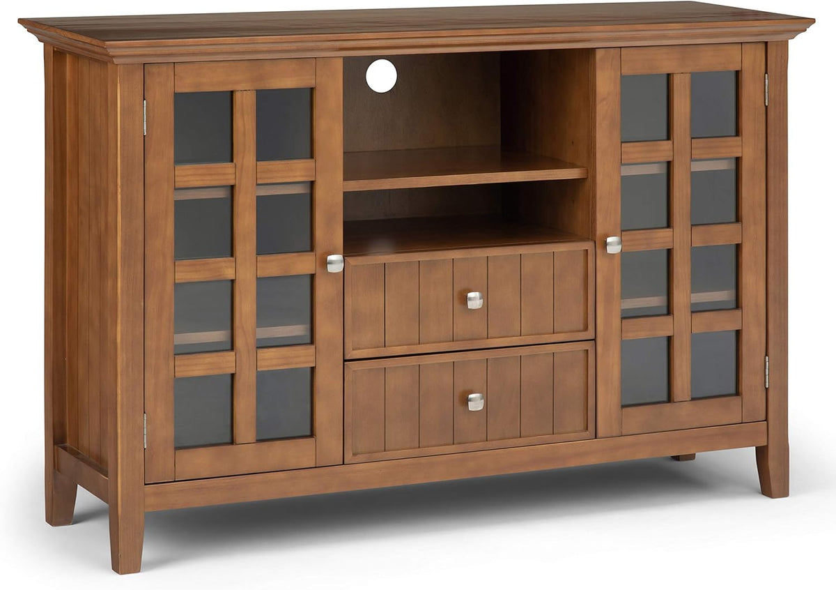Black Solid Wood TV Media Stand with Storage Shelves and Cabinets T3629