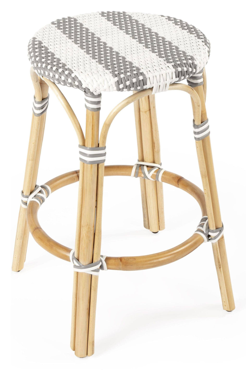 Grey & White Rattan Counter Stool M1050