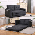 3-in-1 Upholstered Futon Sofa Bed Game Mats, Foldable Pull Out Sleeper Couch Bed, Convertible Floor Game Mats, Dark Gray Y699858