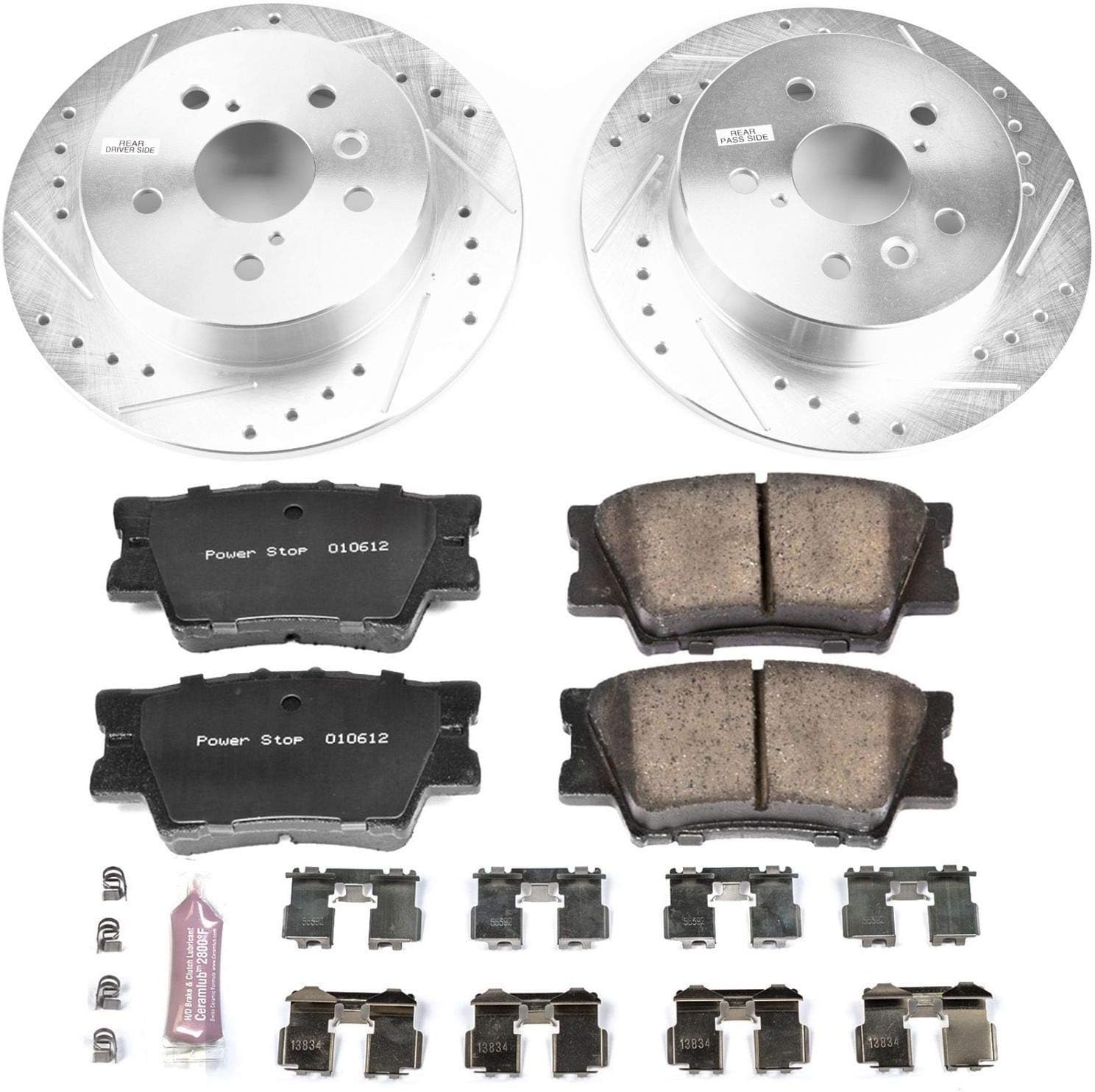 Rear Z23 Carbon Fiber Brake Pads with Drilled & Slotted Brake Rotors Kit Y635779