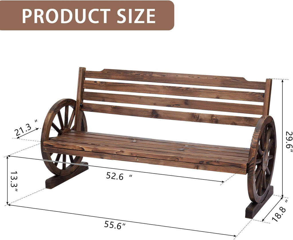 Wooden Wagon Wheel Bench Z4037