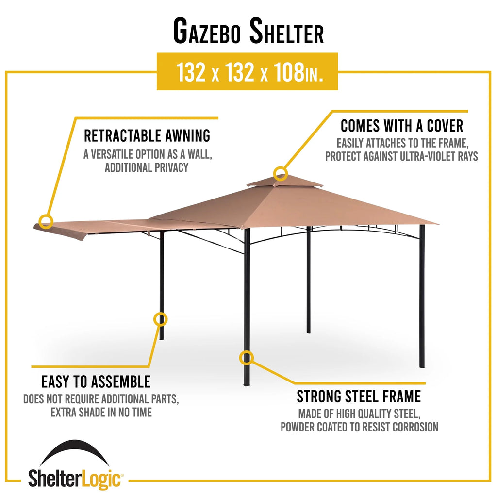 Redwood Gazebo with Retractable Awning B1681