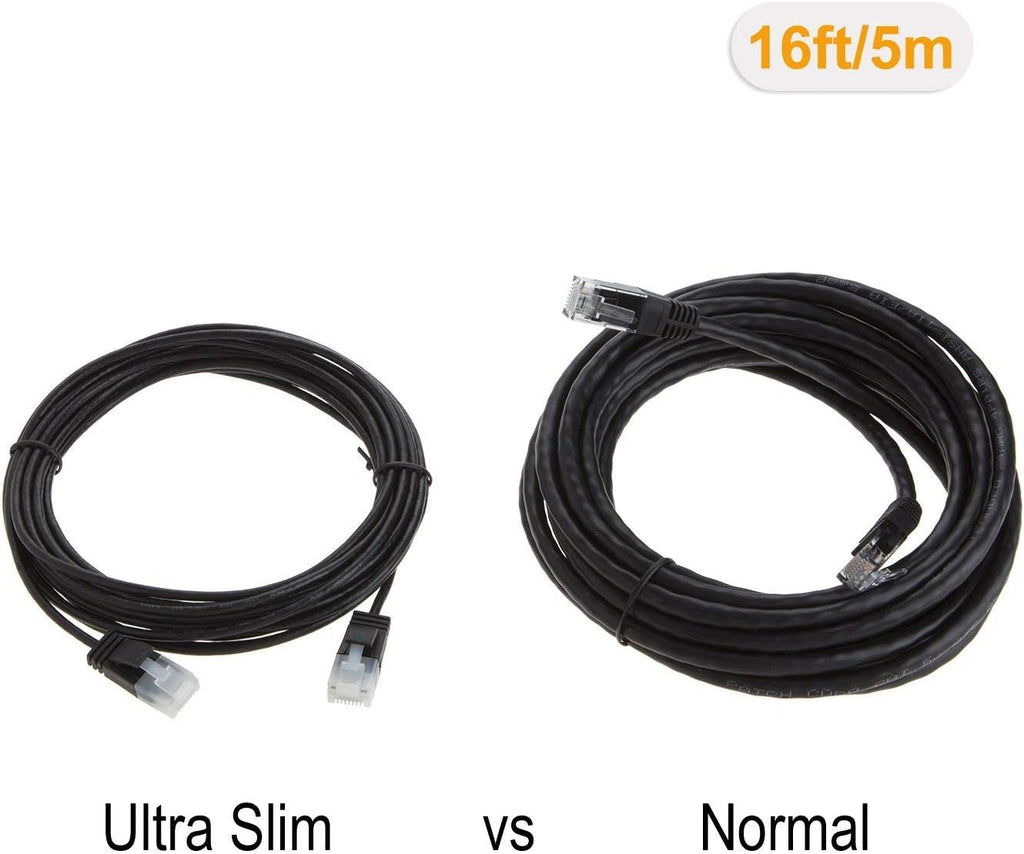 Ultra Thin Cat6a Ethernet Patch Cable, 2-Pack, 6.6ft, Black S329569