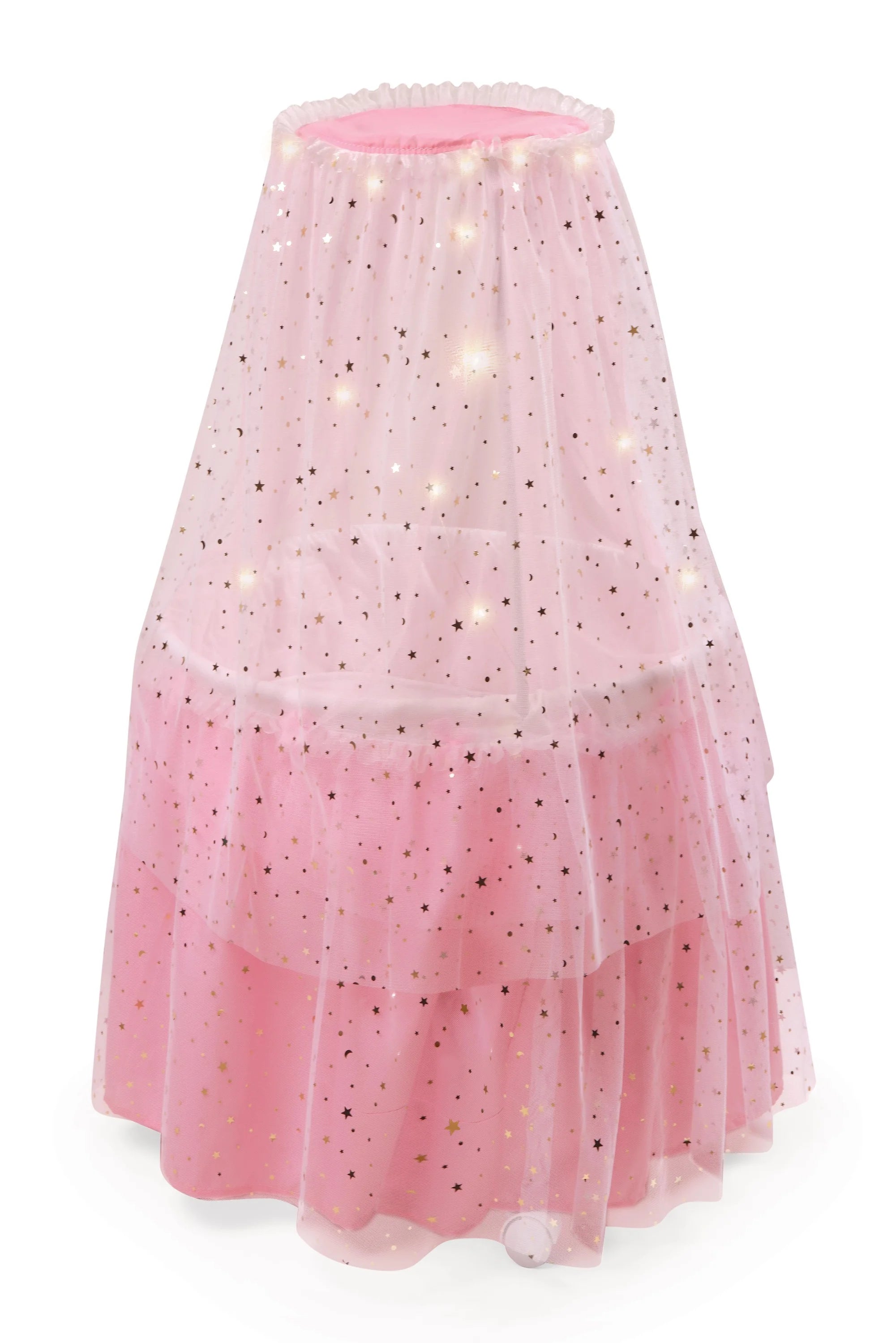 Pink Doll Bassinet with Canopy and Lights for 18 inch Dolls P196