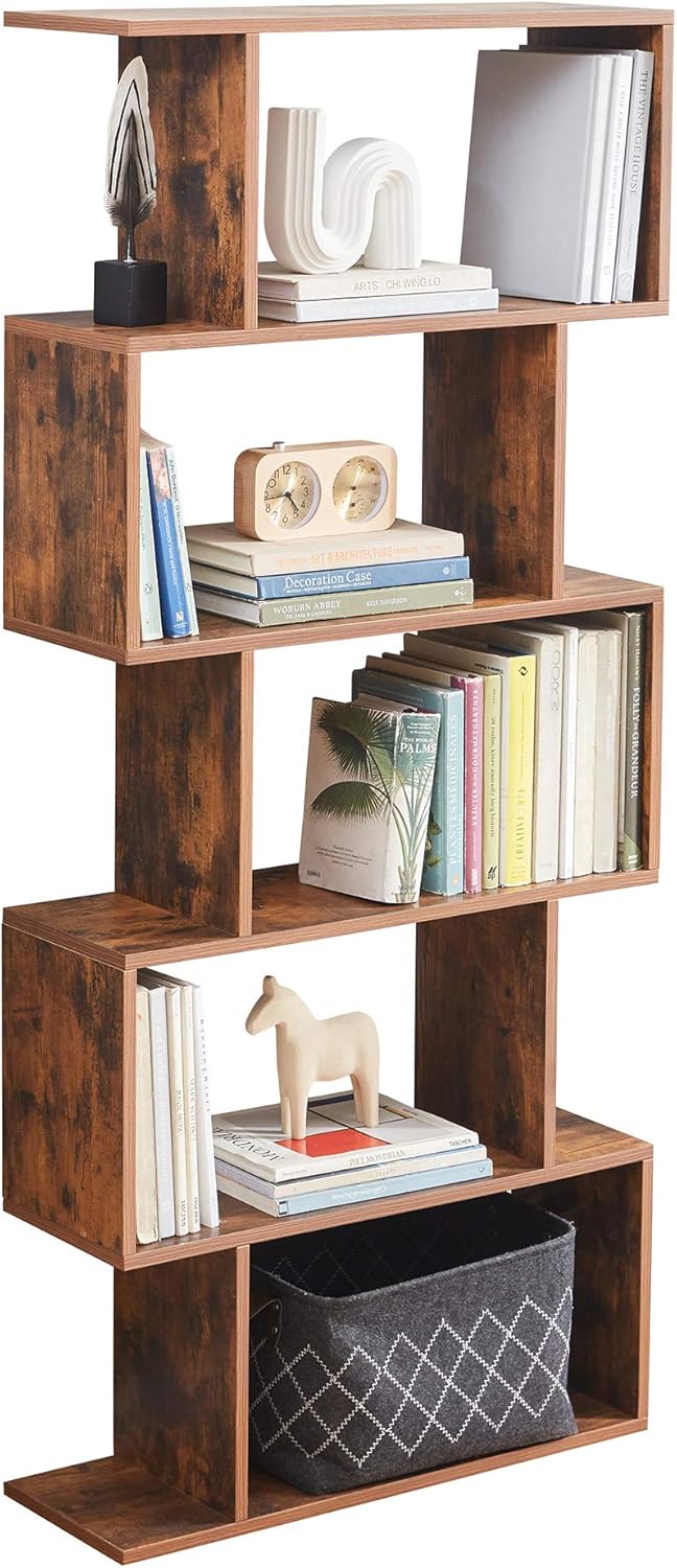 5-Tier Wood Bookcase White (Black) Q761