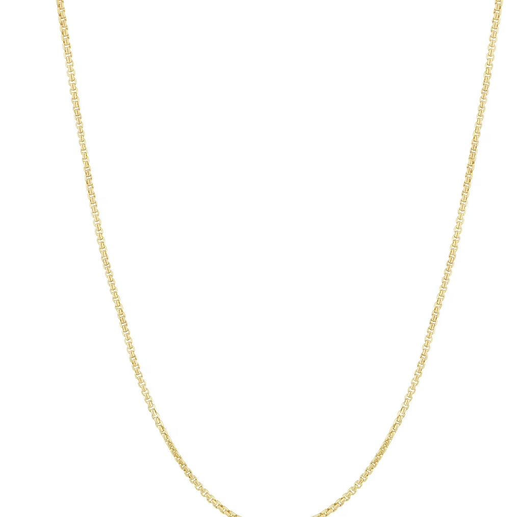 18k Yellow Gold Plated Sterling Silver 1.5mm Round Box Chain Necklace I6078
