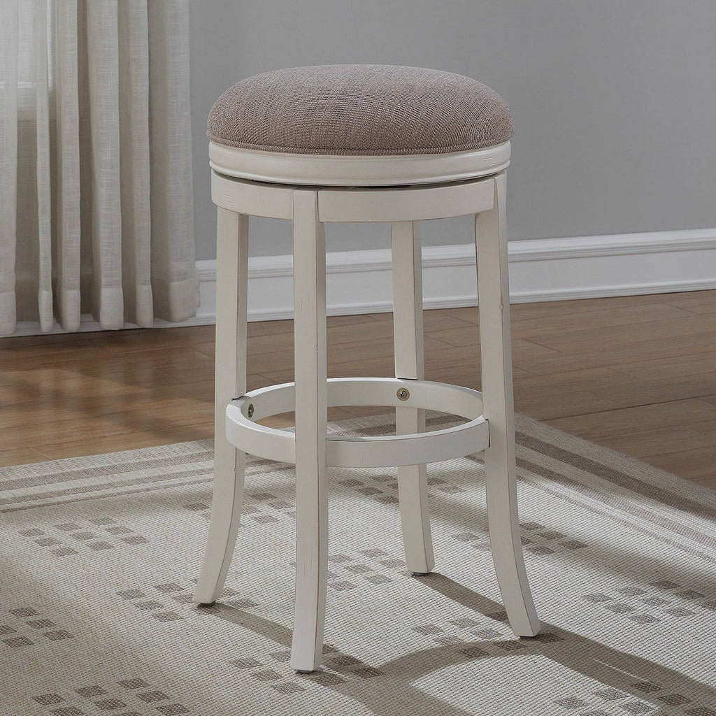 Distressed Antique White Backless Bar Stool V8132