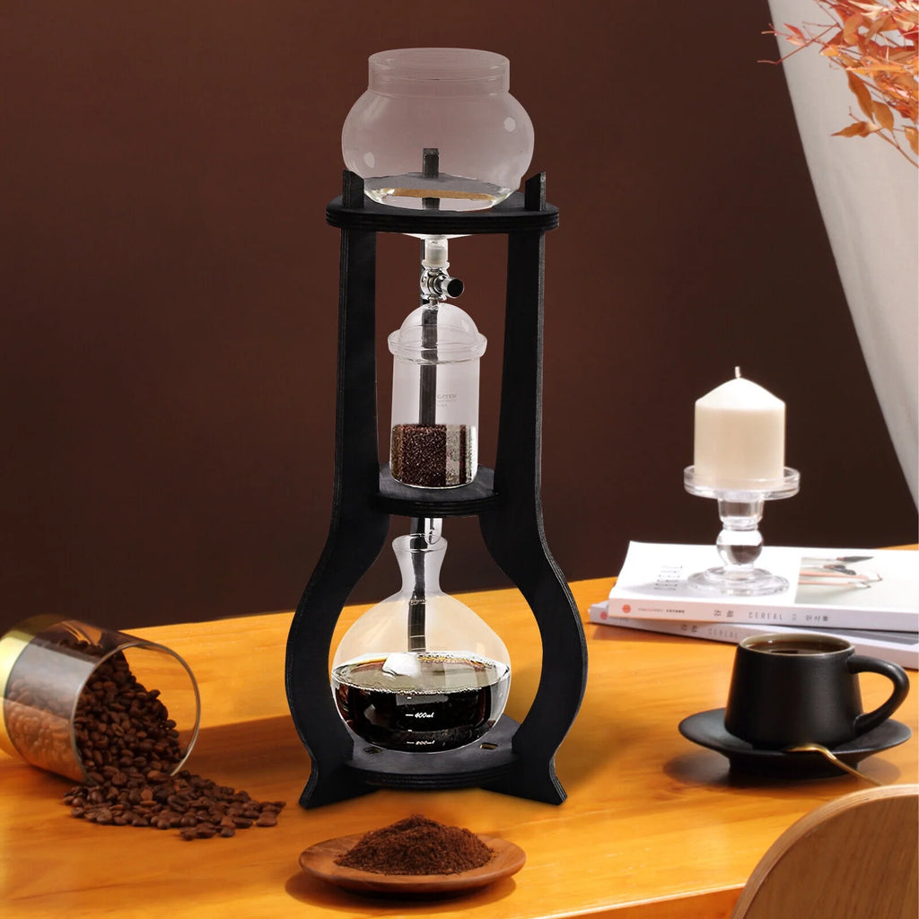 600ml Retro Manual Coffee Dripper Cold Brew Drip Tower Coffee Maker 6-8 Cup Gray W975