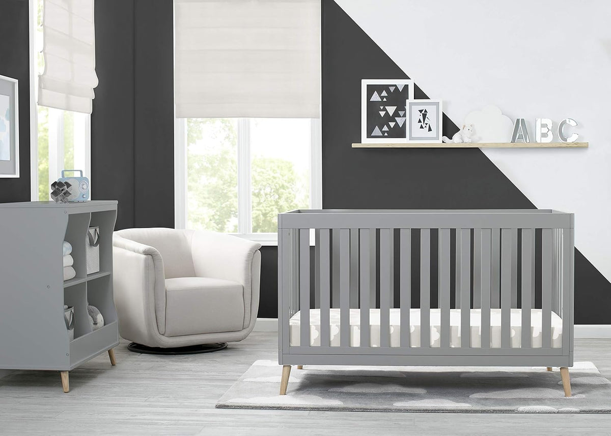 4-in-1 Convertible Baby Crib, Bianca White with Natural Legs X208