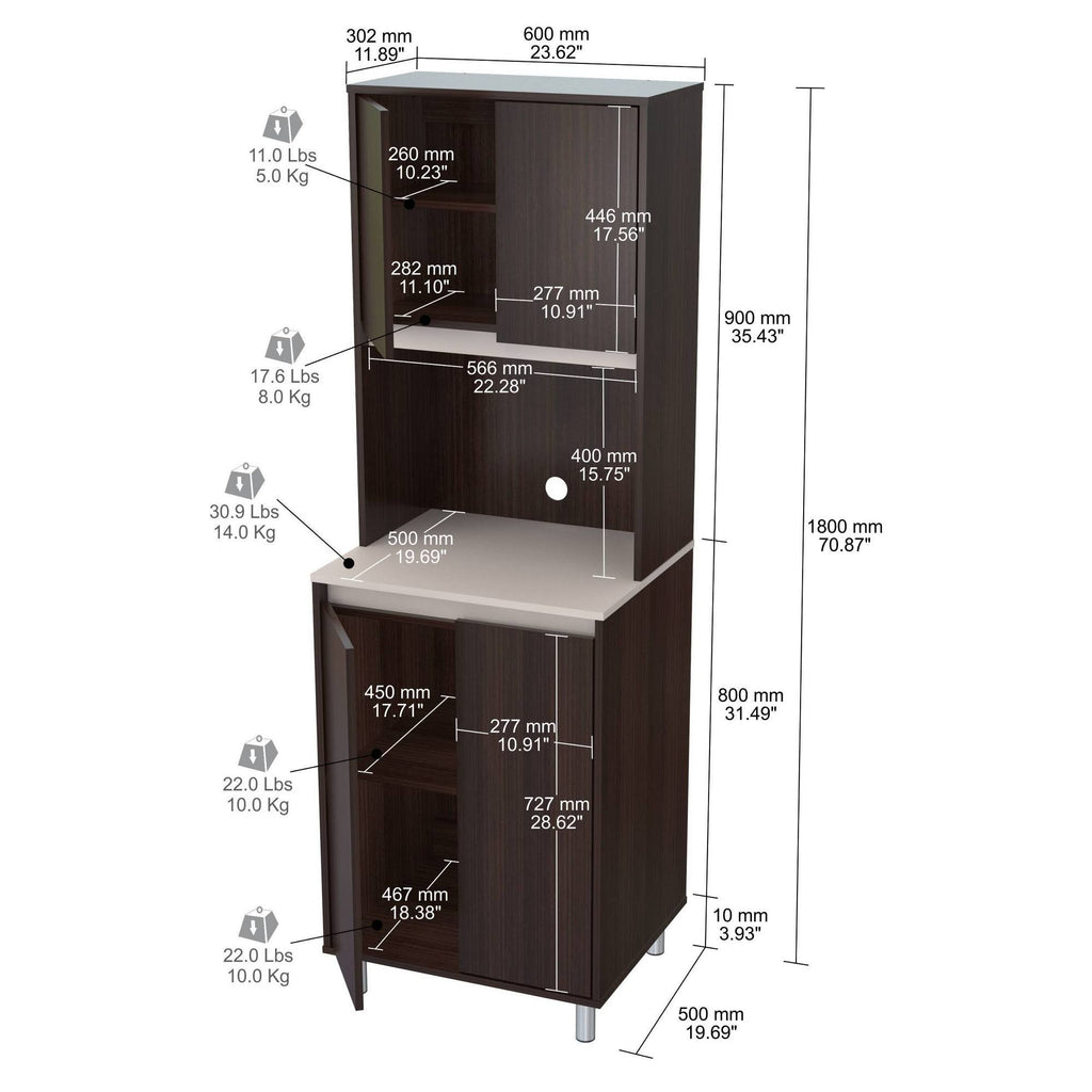 Espresso and Amber Grey 4-Door Cabinet Q28272