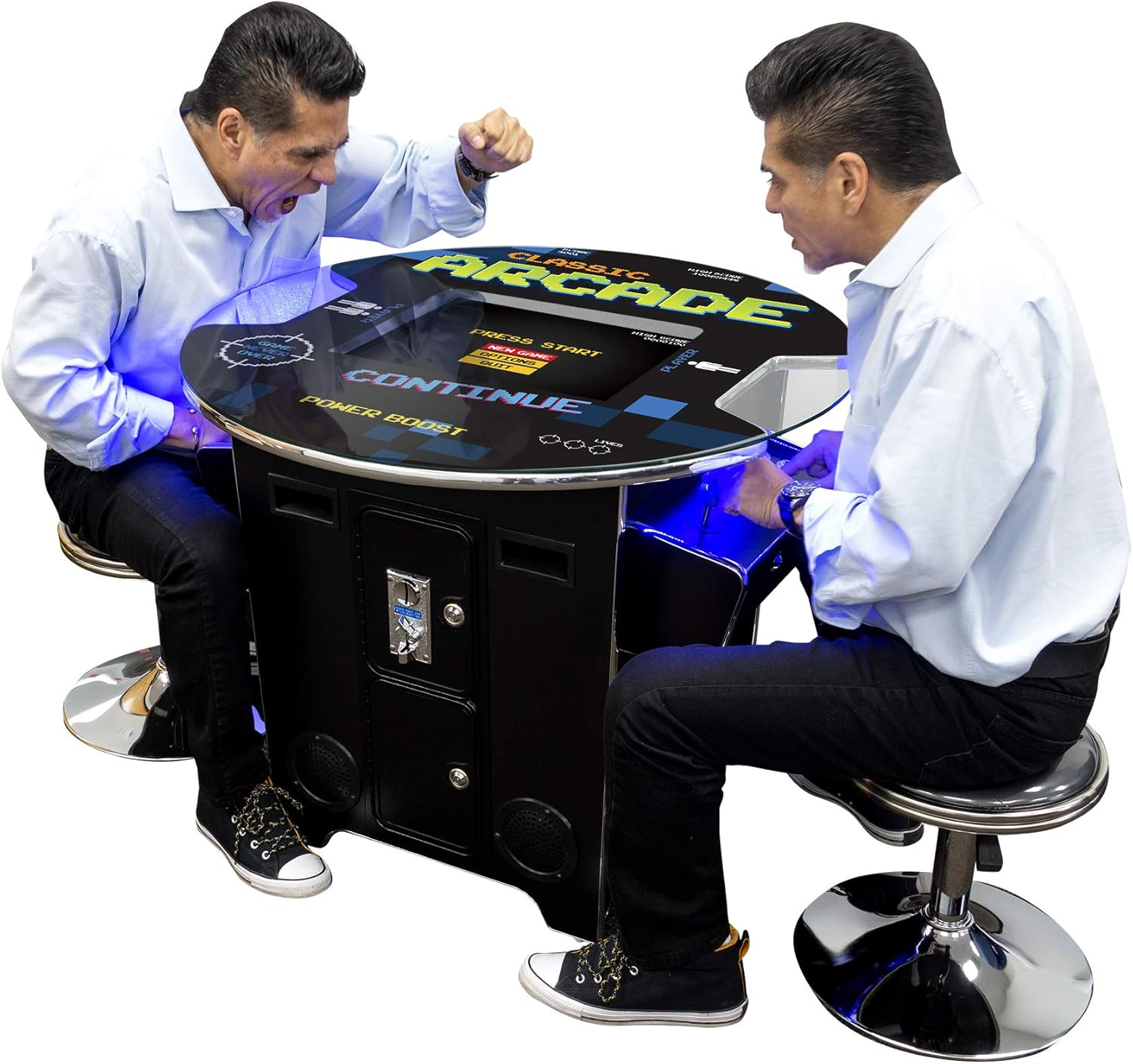Full Size Cocktail Arcade Table Machine with 22 LCD Screen, Round Glass Top, 2 Player, 412 Games K188