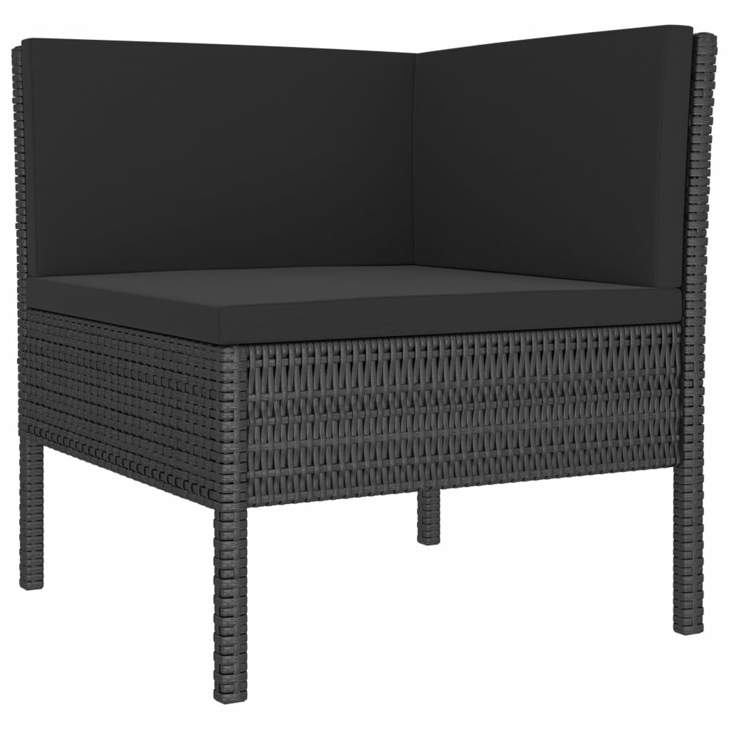 3 Piece Poly Rattan Outdoor Sectional Sofa Set with Cushions Steel Frame D197819