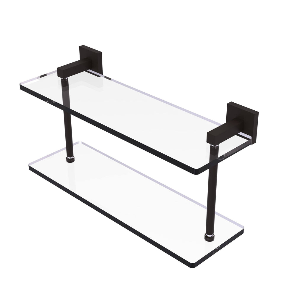 22 in. Two Tiered Glass Shelf Brushed Bronze J485540
