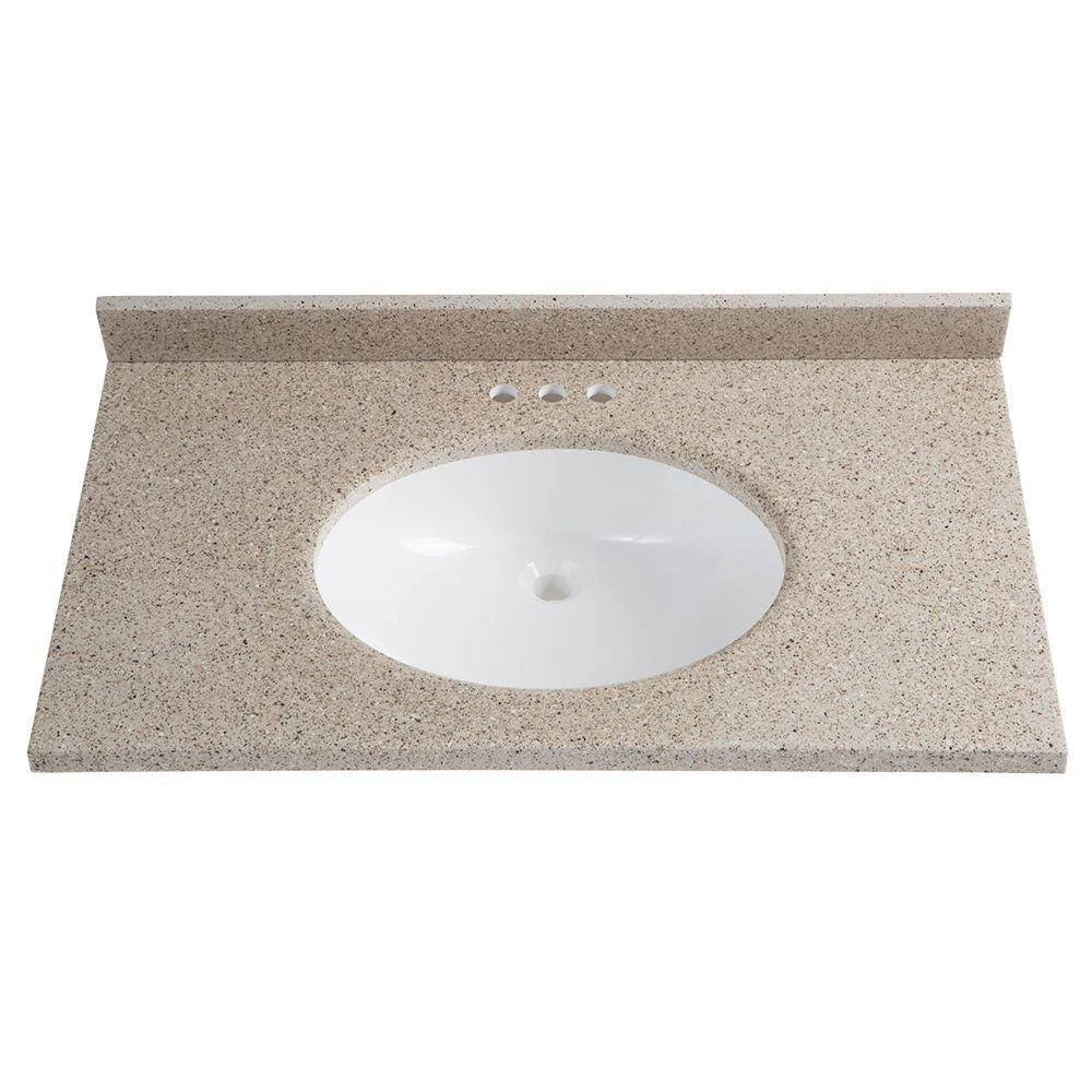 Solid Surface Vanity Top in Caramel with White Sink Y429