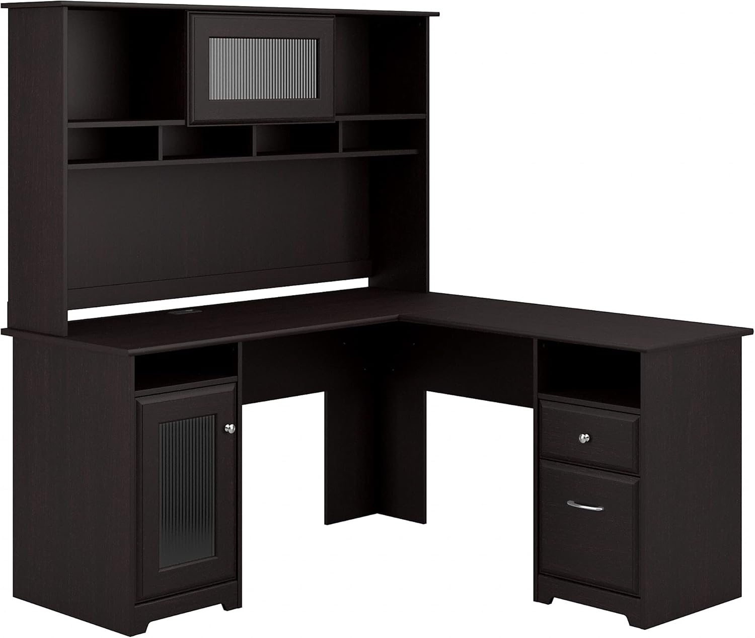 L Shaped Computer Desk with Hutch, 60W, Ash Gray K585813