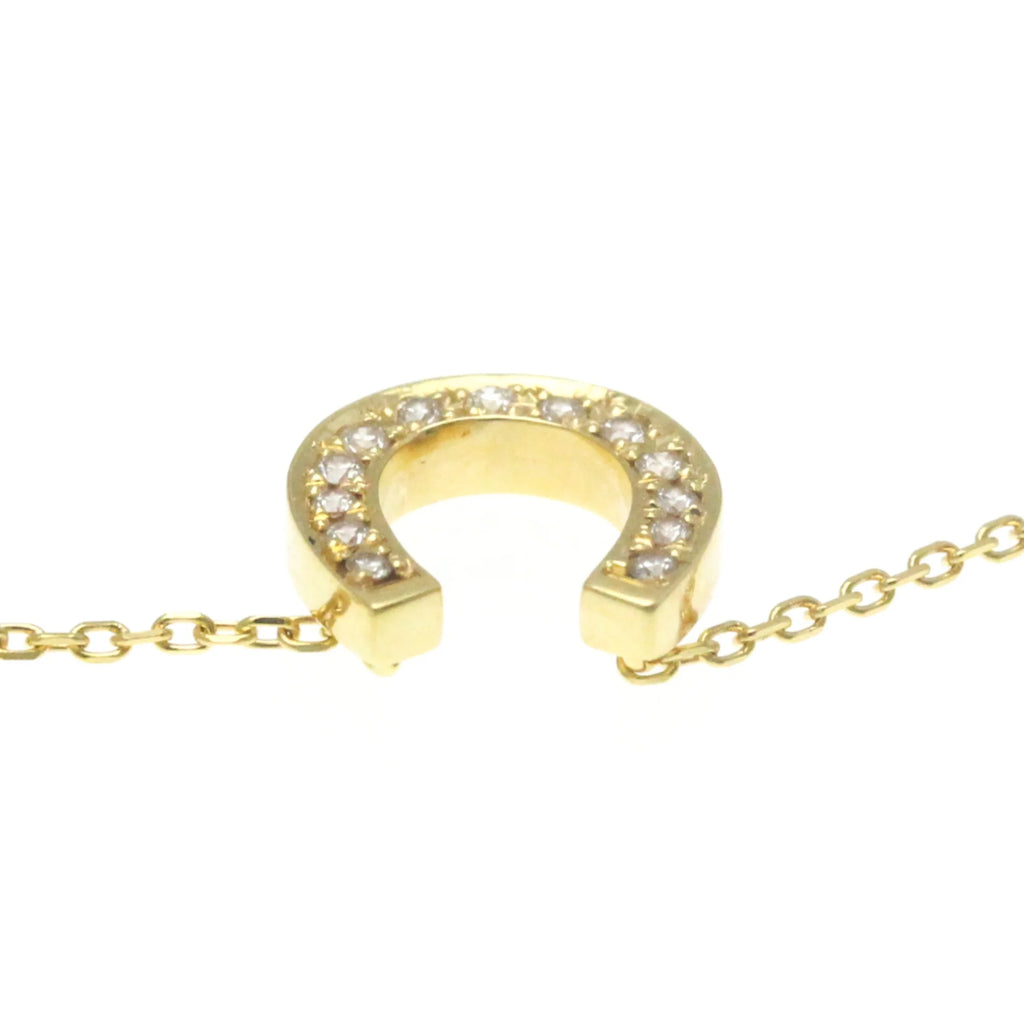 18K Yellow Gold Horseshoe Diamond Pendant Necklace Z160