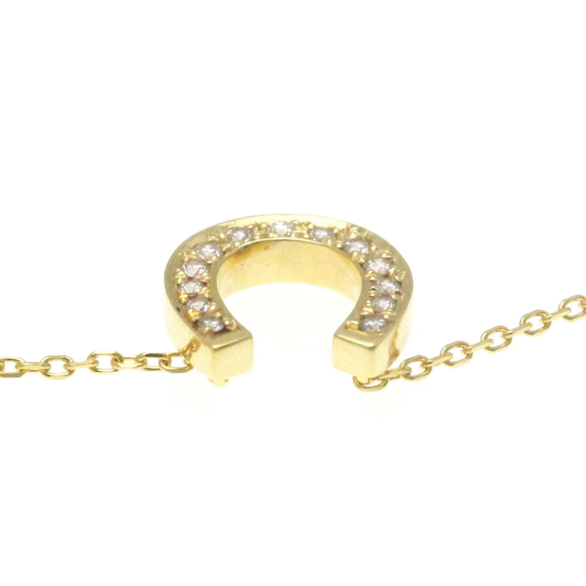 18K Yellow Gold Horseshoe Diamond Pendant Necklace Z160