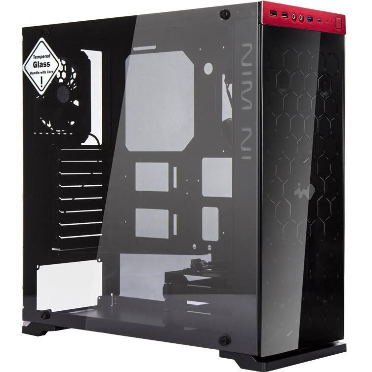 Black Tempered Glass Compact ATX Mid-Tower Computer Case F32183