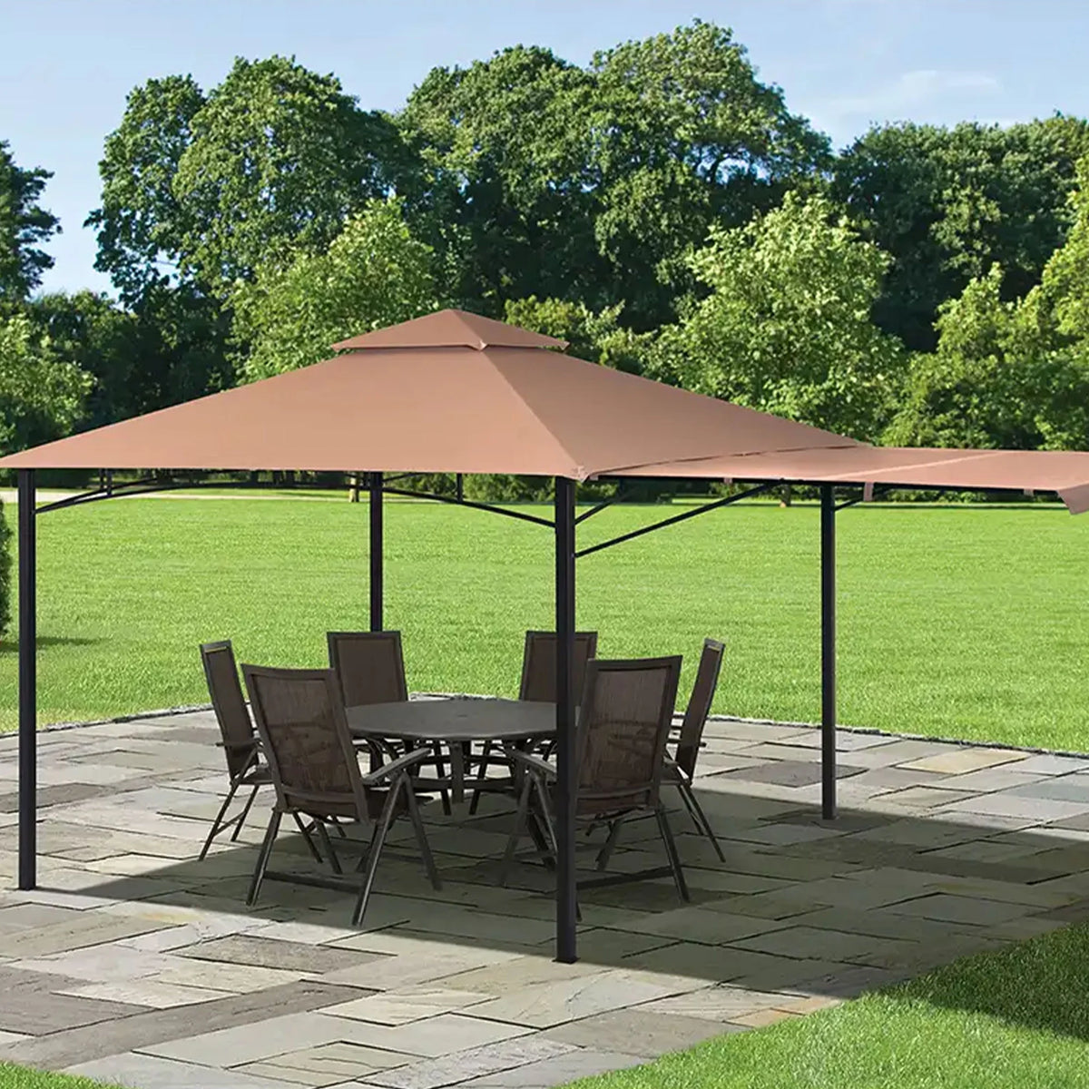 Redwood Gazebo with Retractable Awning B1681
