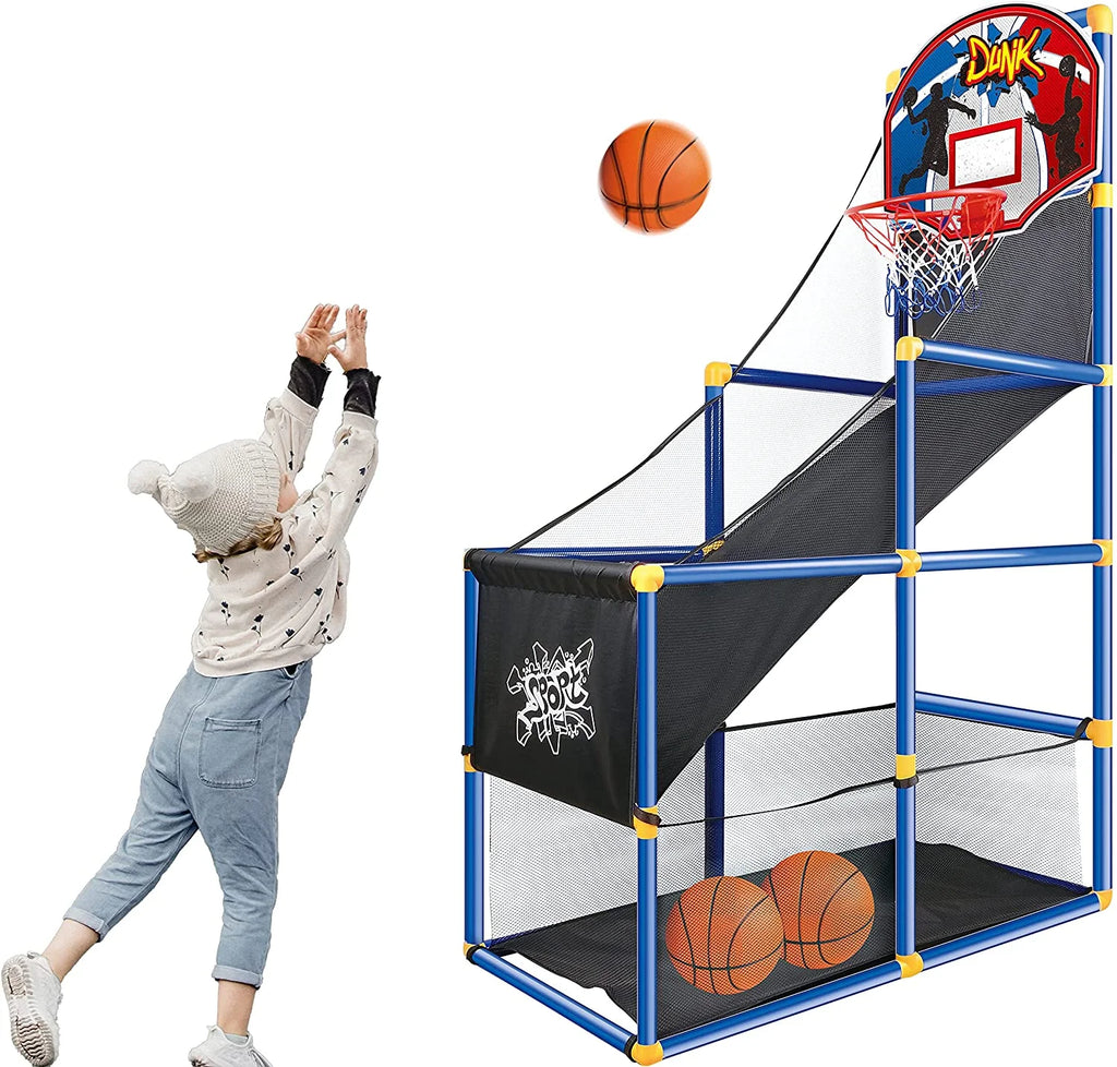 Kids Arcade Basketball Game Set with 4 Balls and Hoop Q560