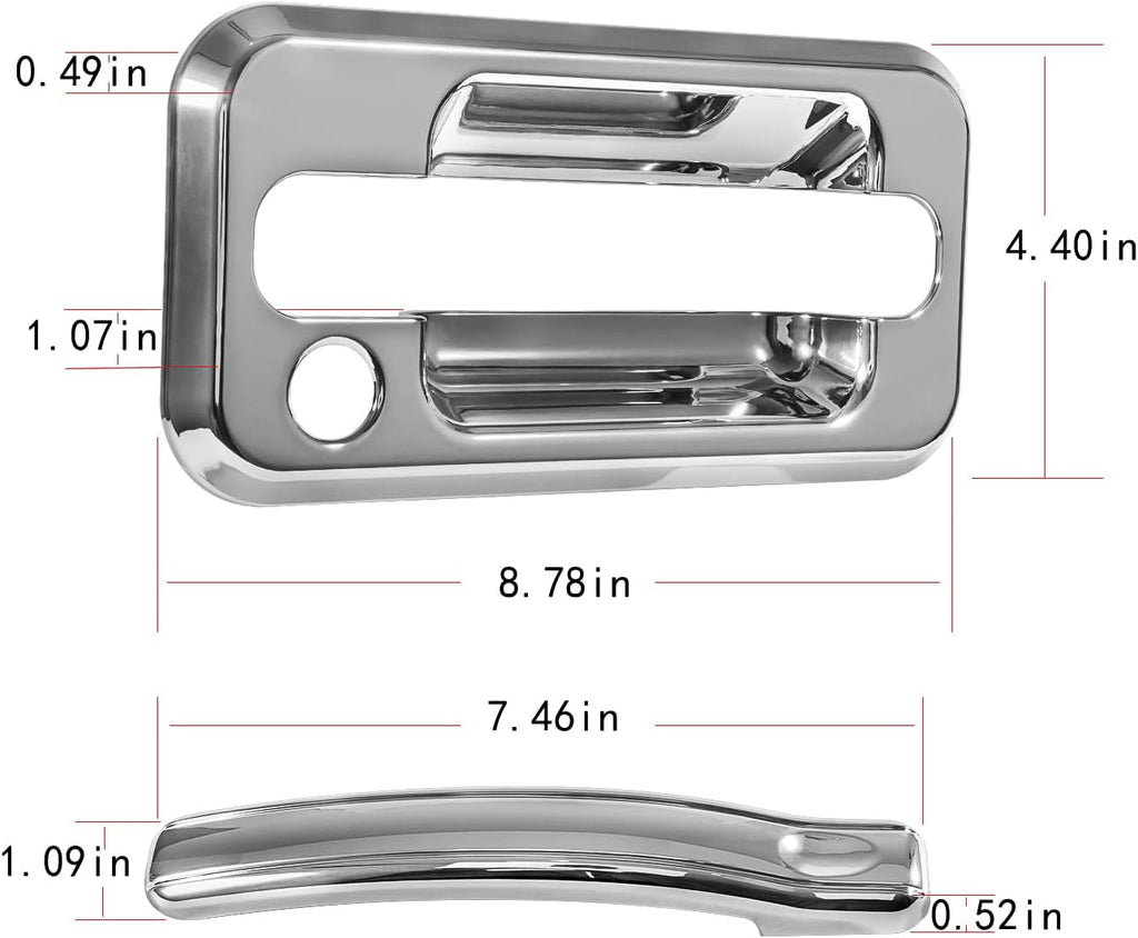 Chrome Door Handle Cover Trims Bezel with Key Hole Pack of 2 C6540