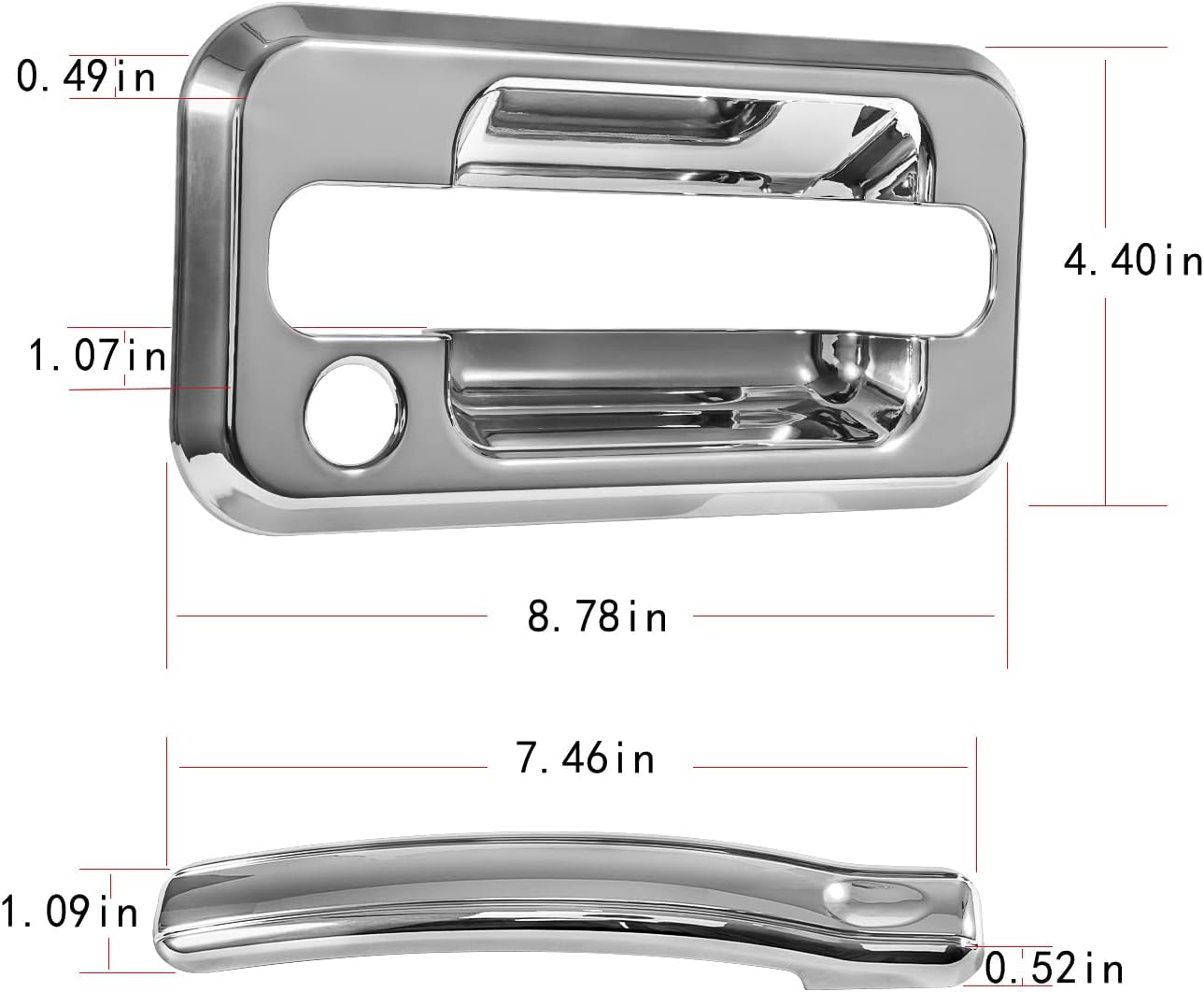 Chrome Door Handle Cover Trims Bezel with Key Hole Pack of 2 C6540
