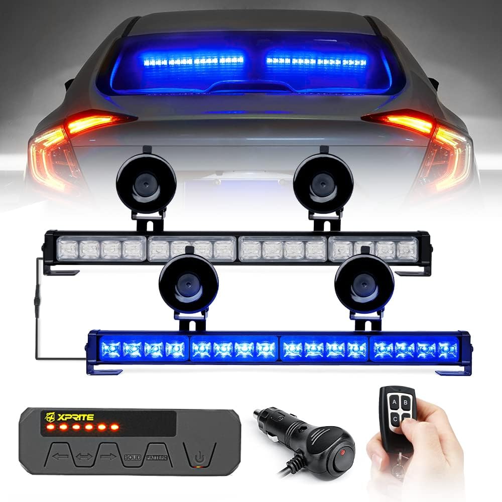 Amber LED Emergency Strobe Light Bar with Wireless Remote, Pack of 2 K125