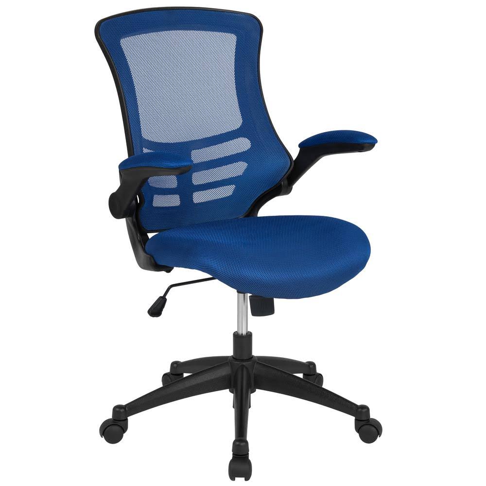 Blue Mesh Swivel Ergonomic Task Office Chair with Flip-Up Arms R842068