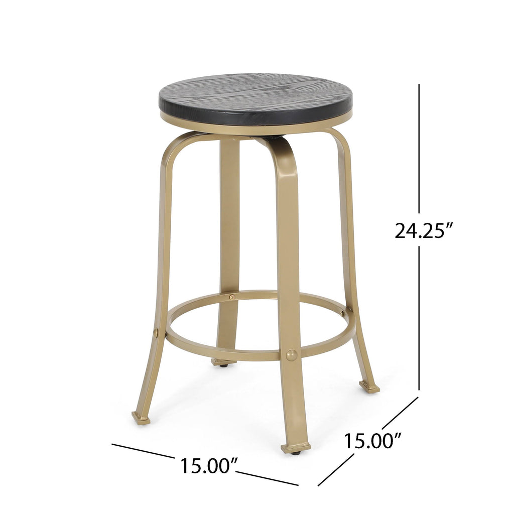 Blue / Gold Swiveling Counter Stool Set of 2 Z66224
