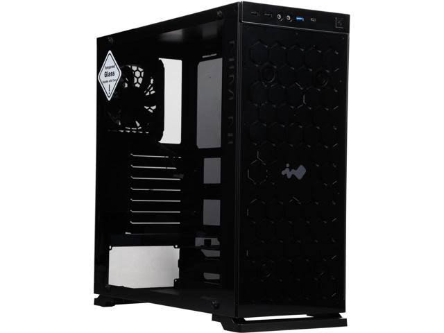 Black Tempered Glass Compact ATX Mid-Tower Computer Case F32183