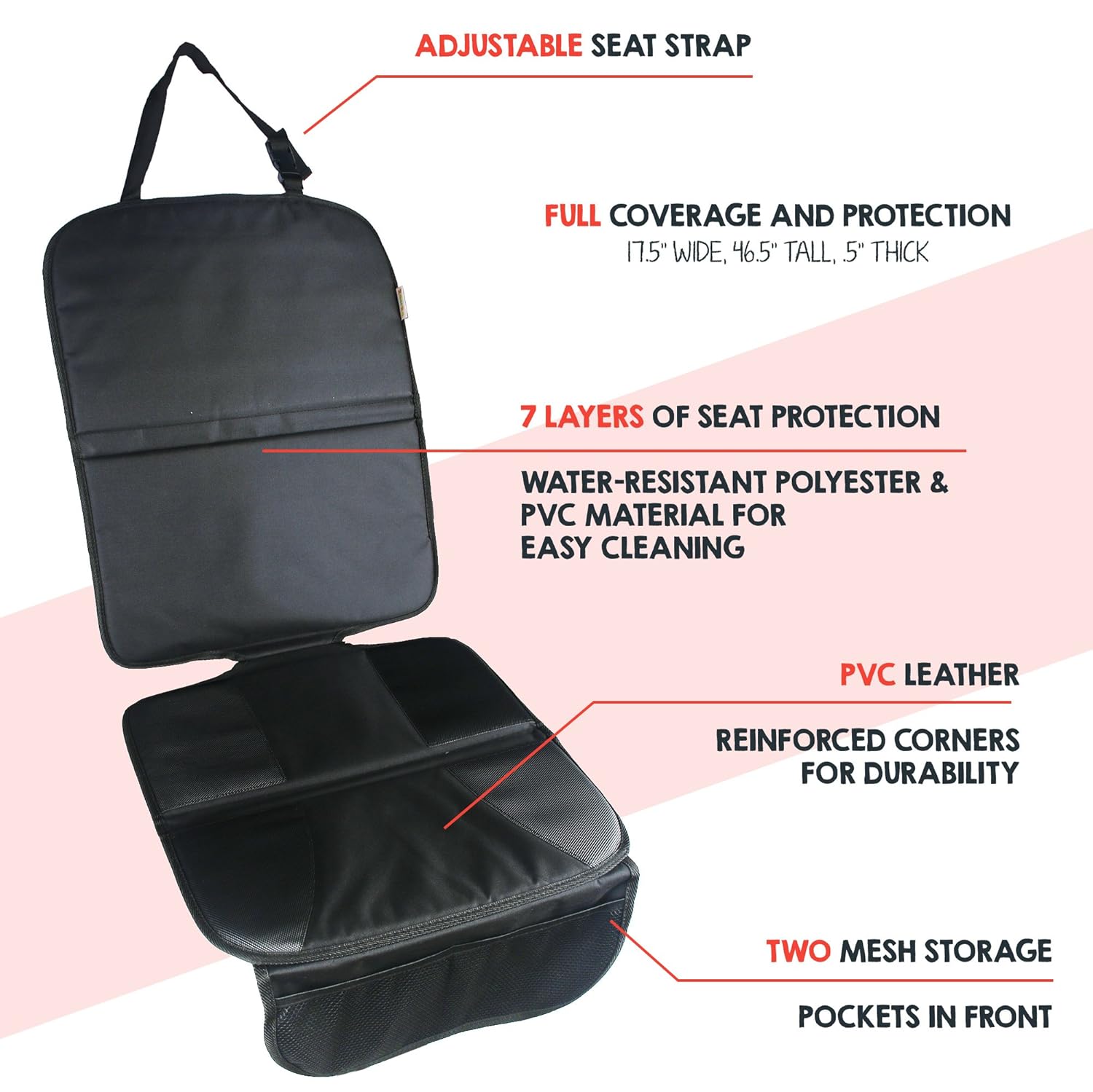 Double Baby Car Bundle - Car Seat Protector Cover, Baby Car Mirror, Kick Mat Organizer J57277