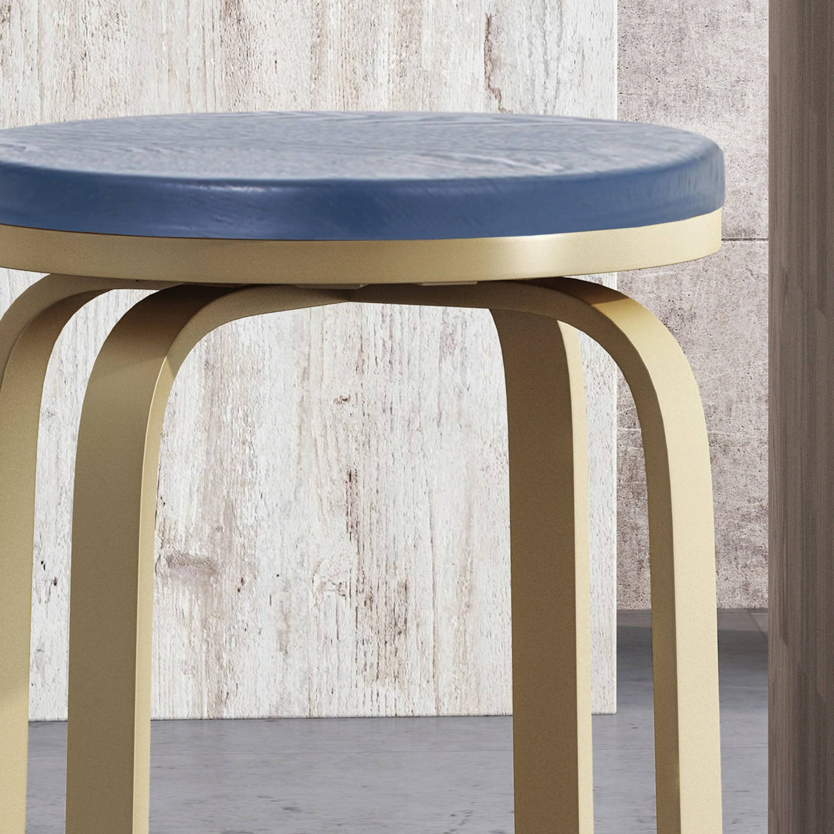 Blue / Gold Swiveling Counter Stool Set of 2 Z66224