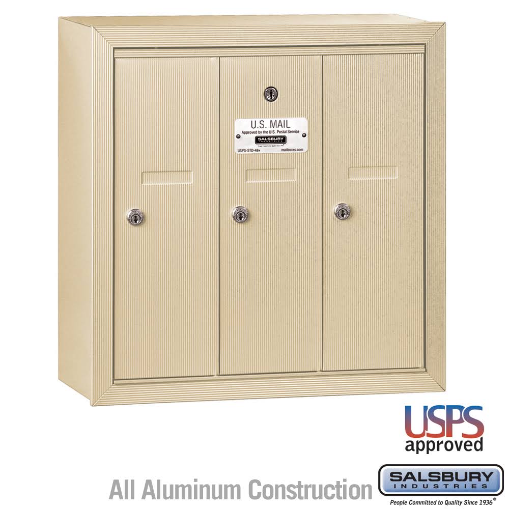 Vertical Mailbox - 3 Doors - Sandstone - Surface Mounted F473958