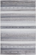 Handmade Stripes Gray Silver Black Area Rug V860