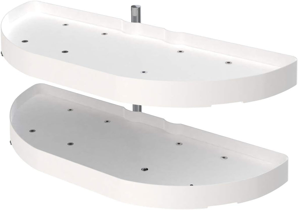White 31-Inch Polymer 2-Tier Lazy Susan Kitchen Cabinet Organizer K429695