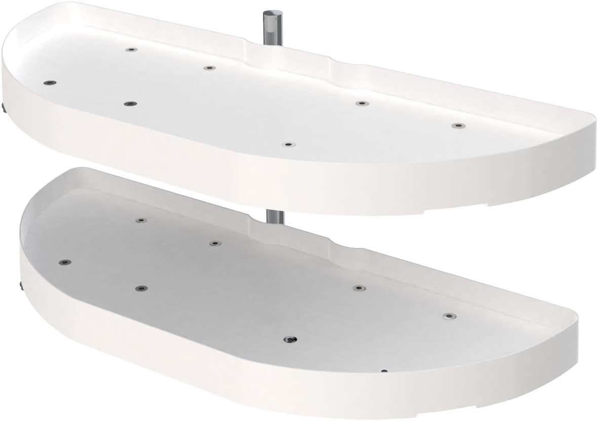 White 31-Inch Polymer 2-Tier Lazy Susan Kitchen Cabinet Organizer K429695