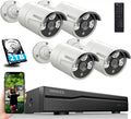 AI Detected POE Security Camera Systems, 8 Channel Outdoor Surveillance Video System, 4pcs IP67 Waterproof Cameras with Audio, 2TB H848844