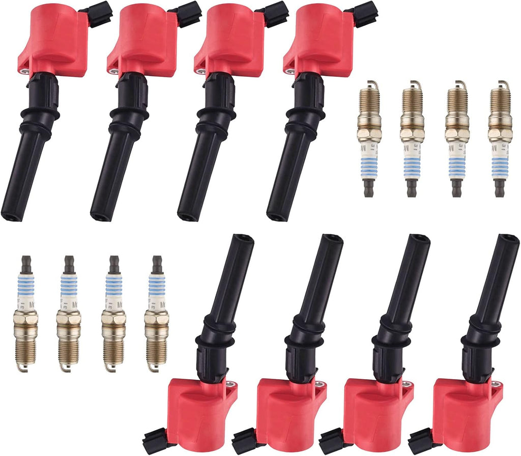8pcs Ignition Coil Pack and Platinum Spark Plug Compatible With Ford Mustang Mercury Lincoln Explorer F-150 Expedition 4.6L 4.5L 6.8L V8 N730