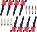 8pcs Ignition Coil Pack and Platinum Spark Plug Compatible With Ford Mustang Mercury Lincoln Explorer F-150 Expedition 4.6L 4.5L 6.8L V8 N730