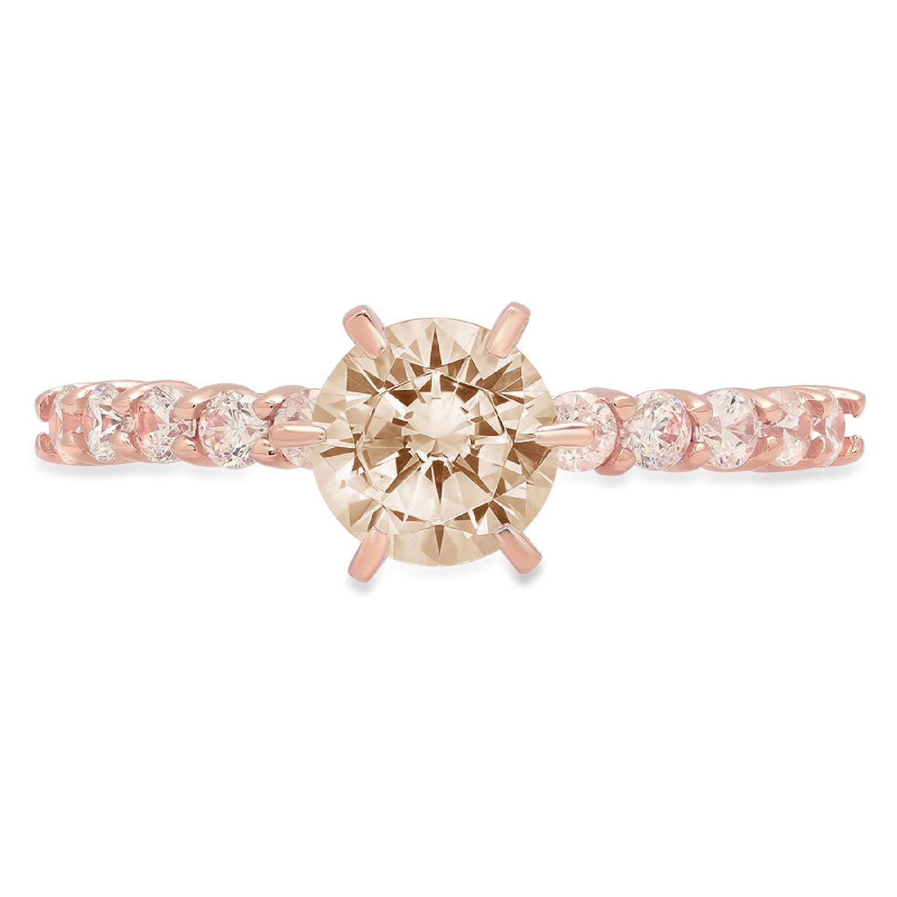 18k Rose Gold Simulated Diamond Engagement Ring H1086