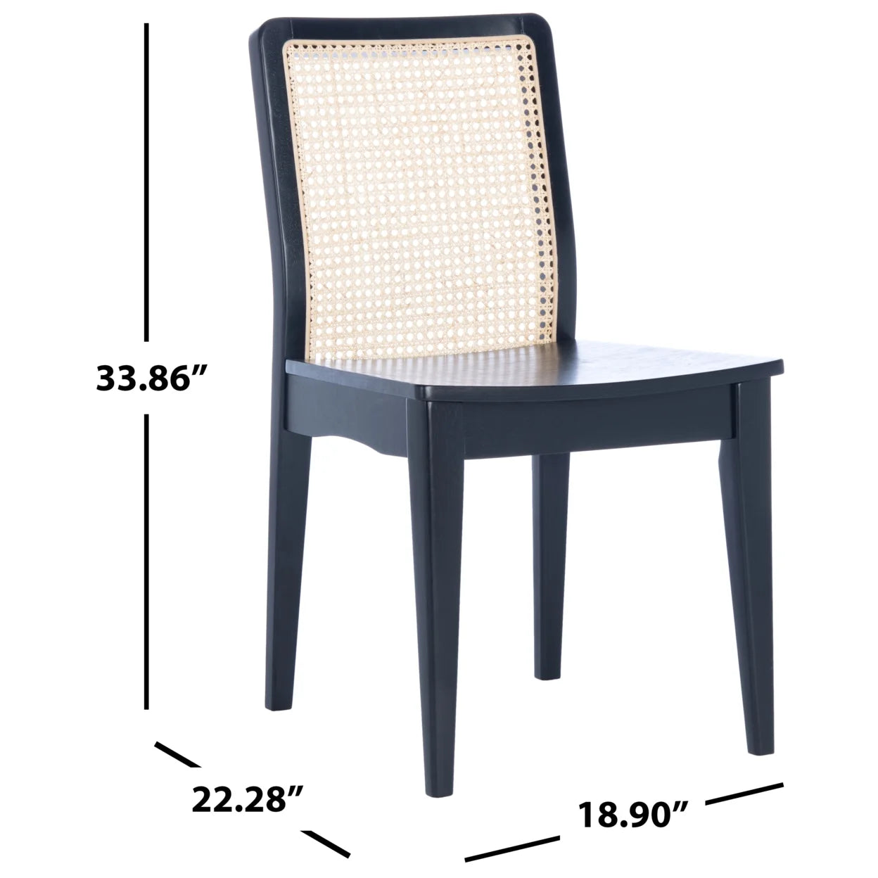 Rattan Dining Chair, Black/Natural, Set of 2 B782