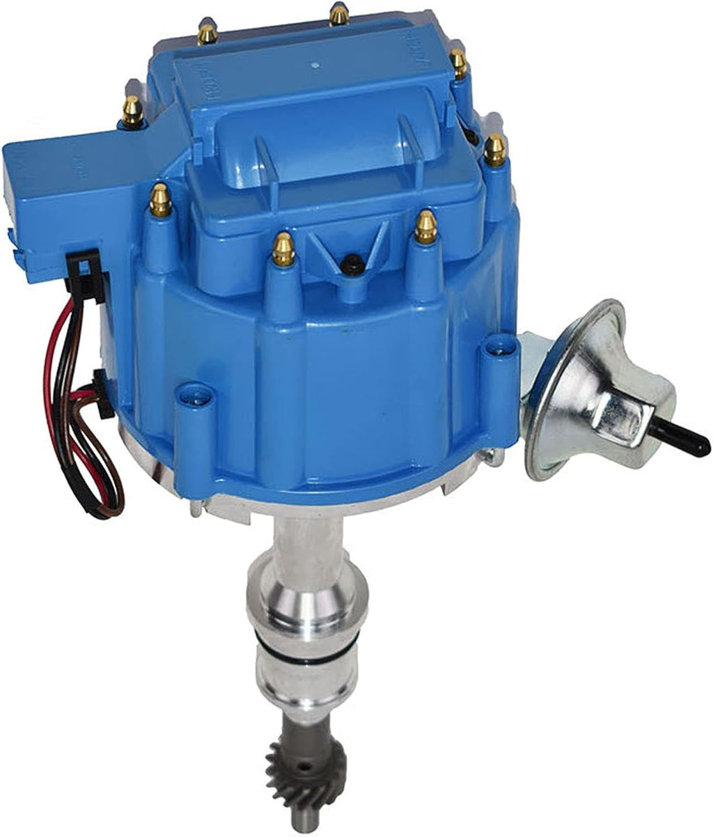 HEI Distributor 65K Coil Complete with 8mm Red Silicone Spark Plug Wires and Battery-Pigtail Harness Kit L49703