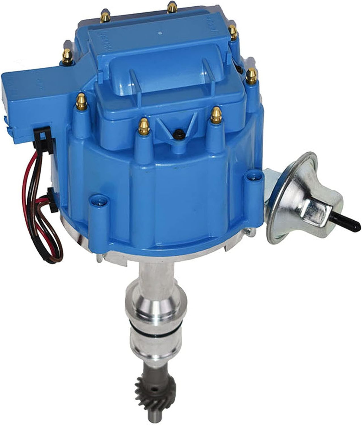 HEI Distributor 65K Coil Complete with 8mm Red Silicone Spark Plug Wires and Battery-Pigtail Harness Kit L49703