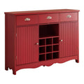 Red Wood Wine Rack Sideboard Buffet Console Table with Storage Drawers, Cabinet Doors N268