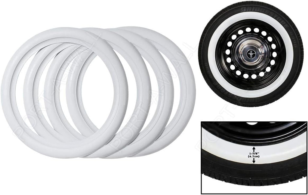 14" Rim Tire White Cover Whitewall Topper Tire Trim Pack of 2 I3533