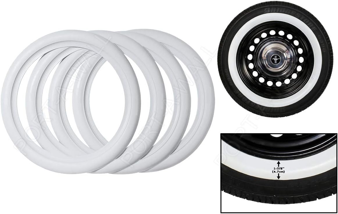 14" Rim Tire White Cover Whitewall Topper Tire Trim Pack of 2 I3533