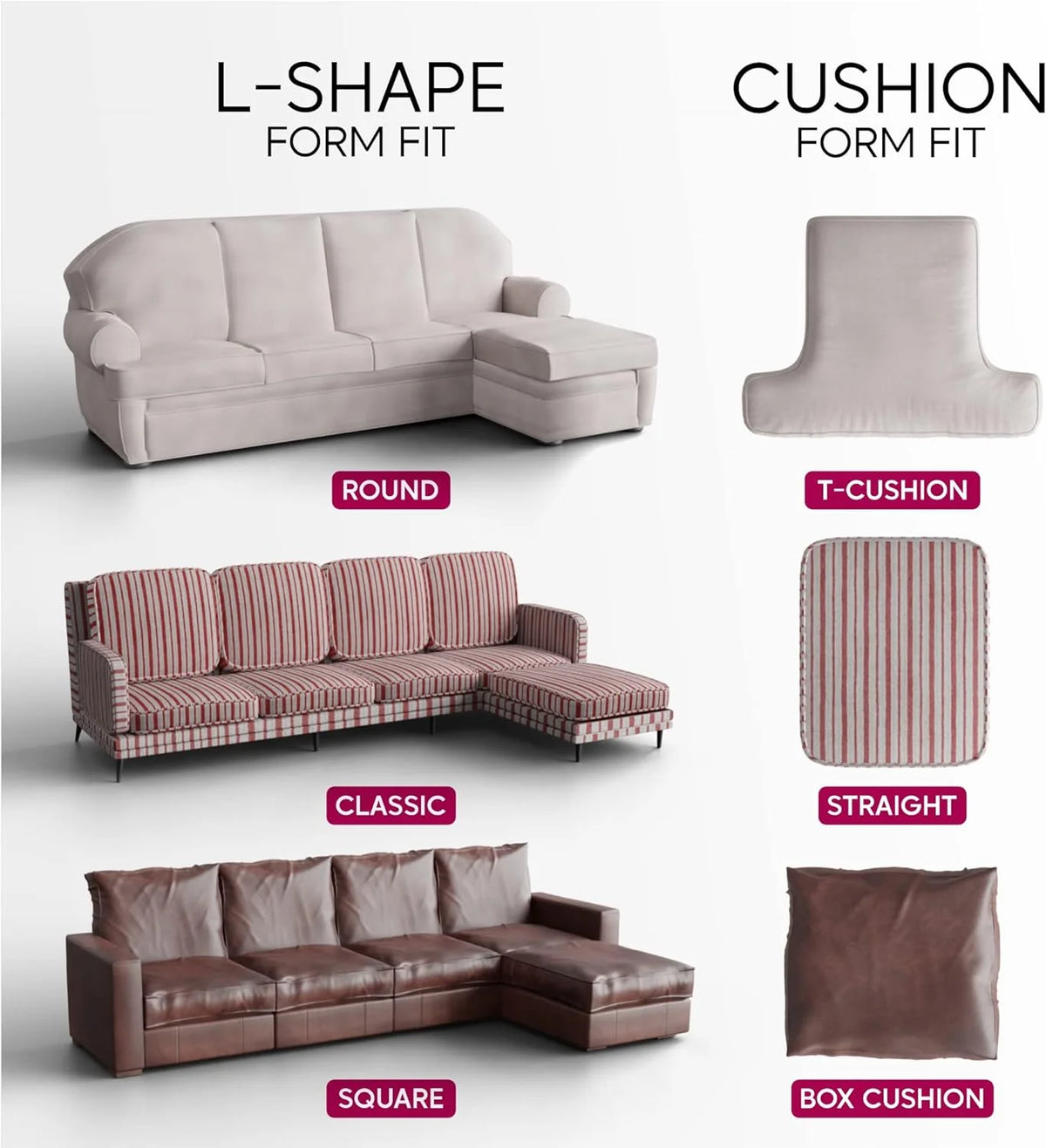 Cream L-Shape Sofa Slipcover C263