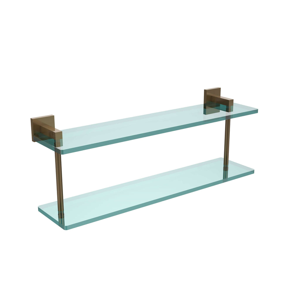 22 in. Two Tiered Glass Shelf Brushed Bronze J485540